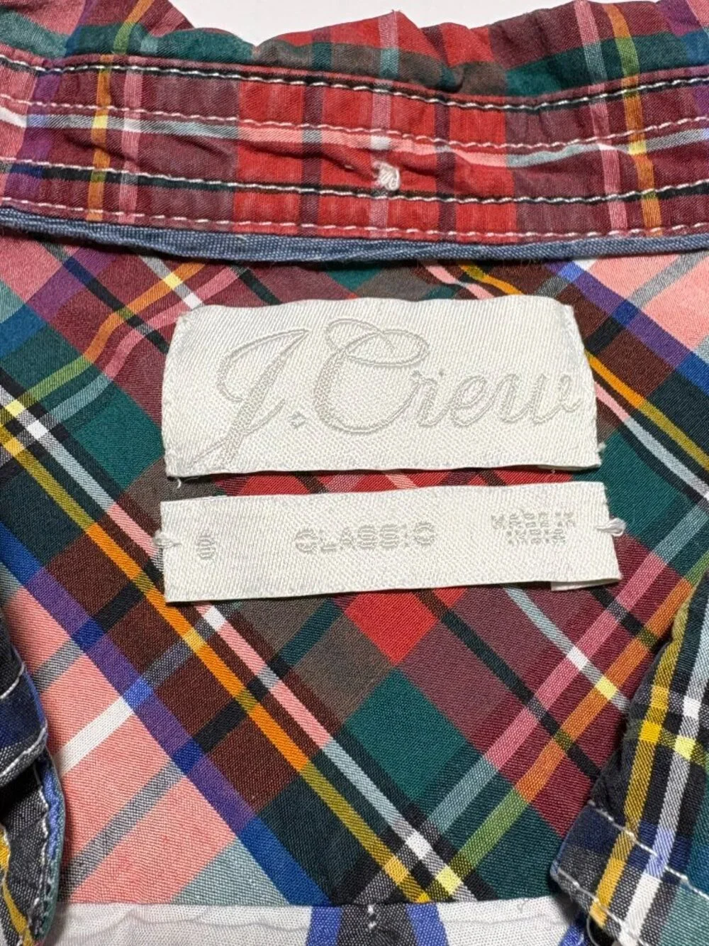 J. Crew Secret Wash Plaid Shirt Holiday – Men’s Small – Cotton Poplin